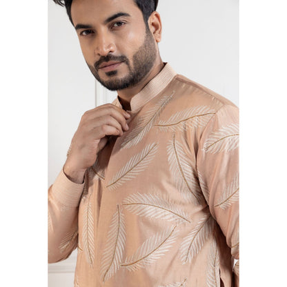 SMRITI Golden Palm Silk Kurta