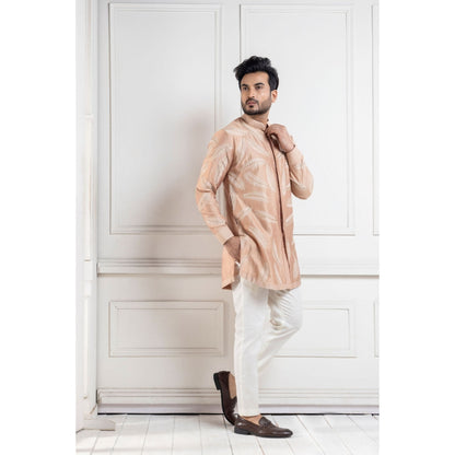 SMRITI Golden Palm Silk Kurta