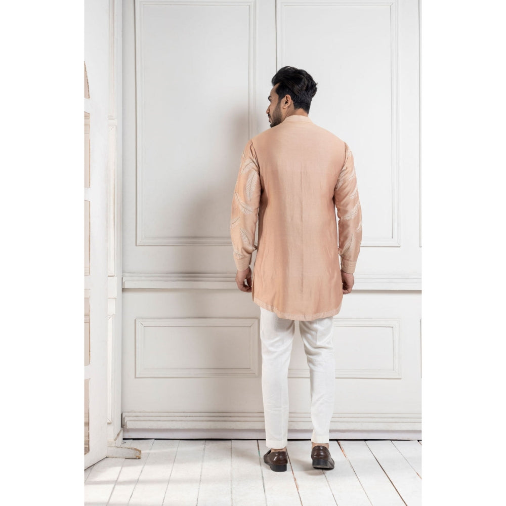 SMRITI Golden Palm Silk Kurta