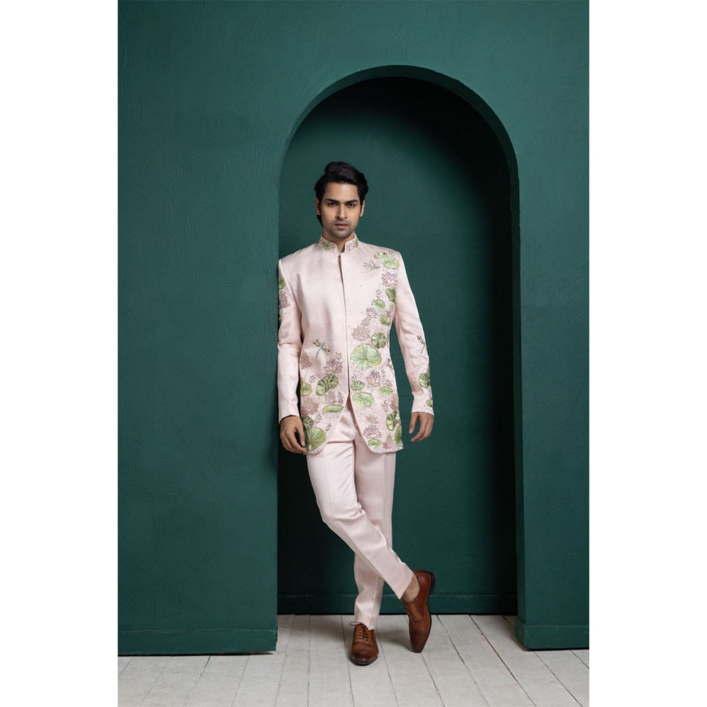 SMRITI Pastel Lotus Embroidered Bandhgala