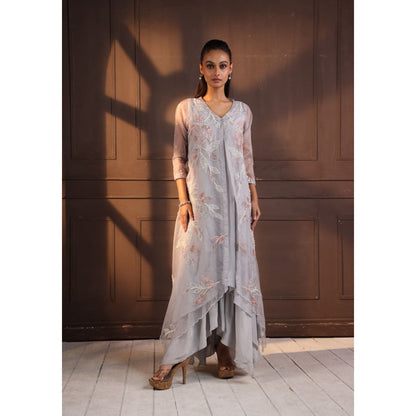 SMRITI Ethereal Bloom Asymmetric Ensemble Dress