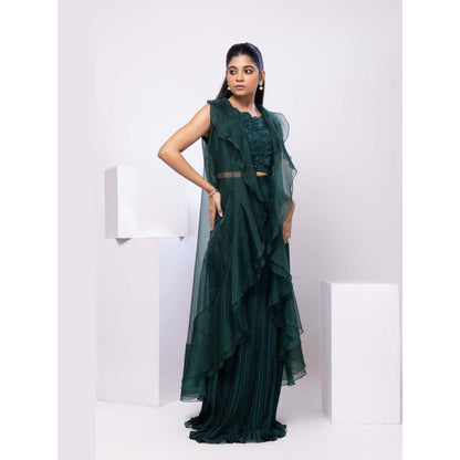 SMRITI Emerald Lehenga with Blouse and Cape