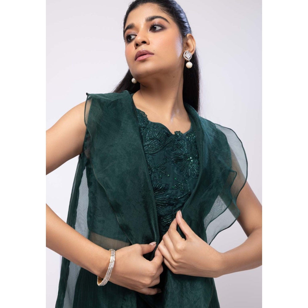 SMRITI Emerald Lehenga with Blouse and Cape