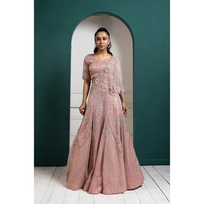 SMRITI Peach Sparkle Skirt with Top