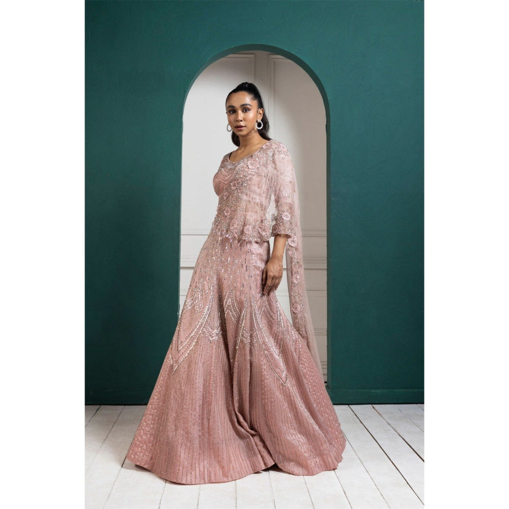 SMRITI Peach Sparkle Skirt with Top