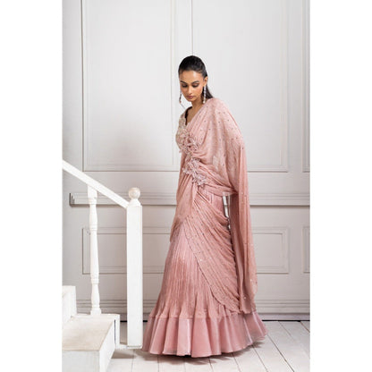 SMRITI Pink Lehenga Skirt with Embroidered Blouse and Dupatta,