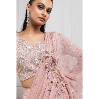 SMRITI Pink Lehenga Skirt with Embroidered Blouse and Dupatta,