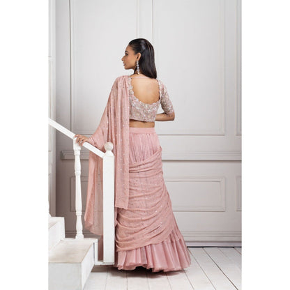SMRITI Pink Lehenga Skirt with Embroidered Blouse and Dupatta,