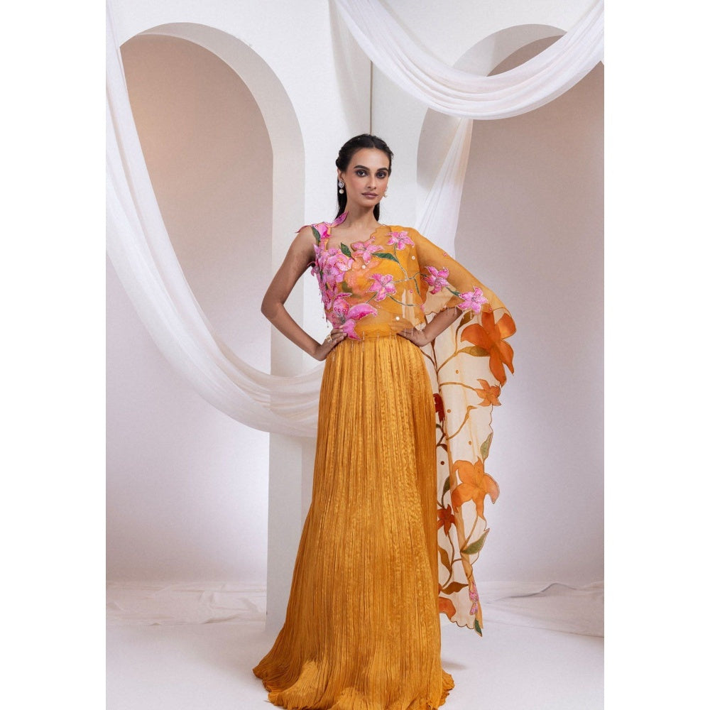 SMRITI Orange Lehenga with Top and Dupatta
