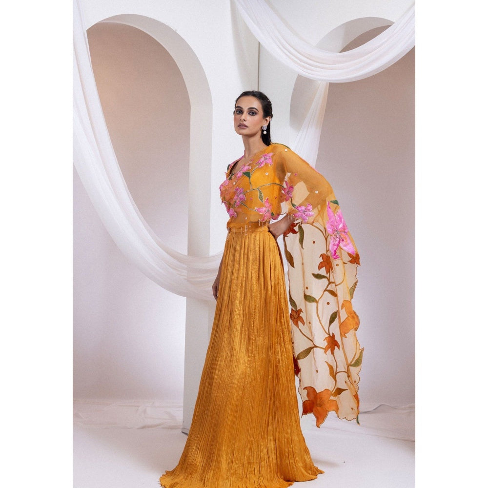SMRITI Orange Lehenga with Top and Dupatta