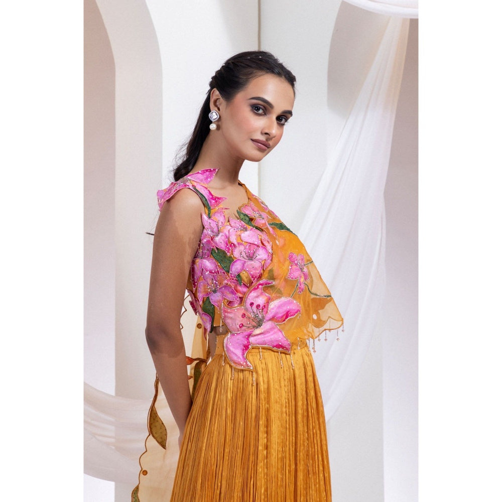 SMRITI Orange Lehenga with Top and Dupatta