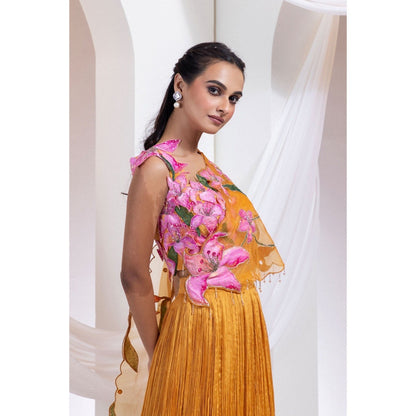 SMRITI Orange Lehenga with Top and Dupatta