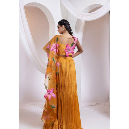 SMRITI Orange Lehenga with Top and Dupatta