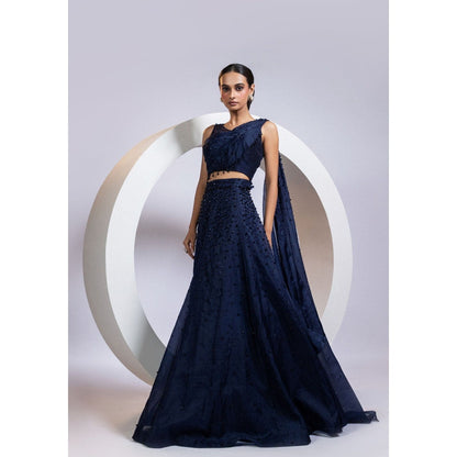 SMRITI Navy Blue Skirt with Embellished Top