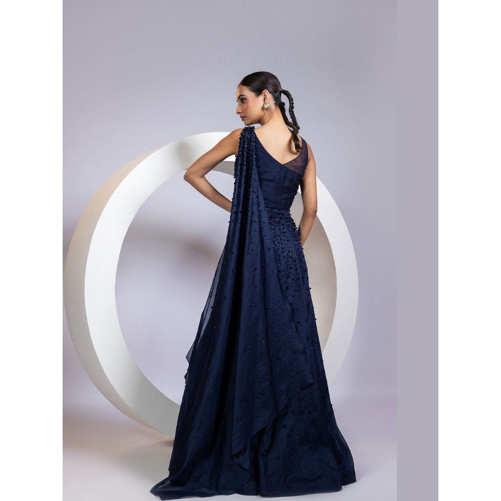SMRITI Navy Blue Skirt with Embellished Top