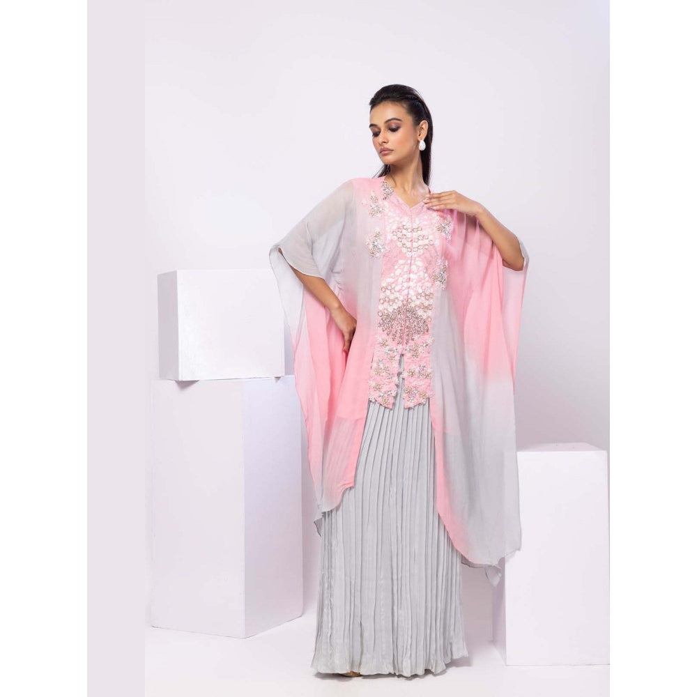 SMRITI Pink Kaftan Top with Skirt