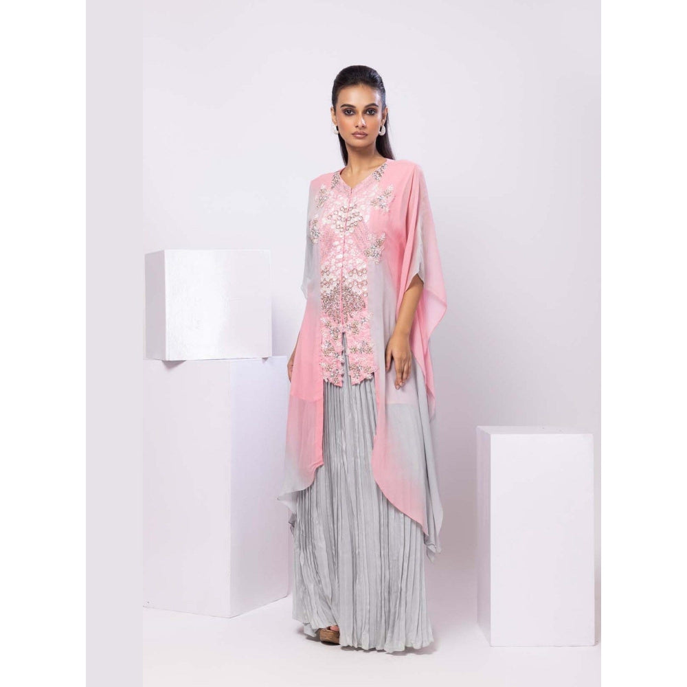SMRITI Pink Kaftan Top with Skirt