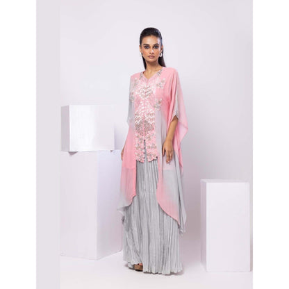 SMRITI Pink Kaftan Top with Skirt
