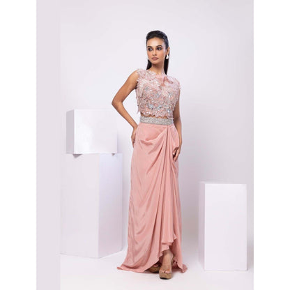 SMRITI Pink Drape Skirt with Top