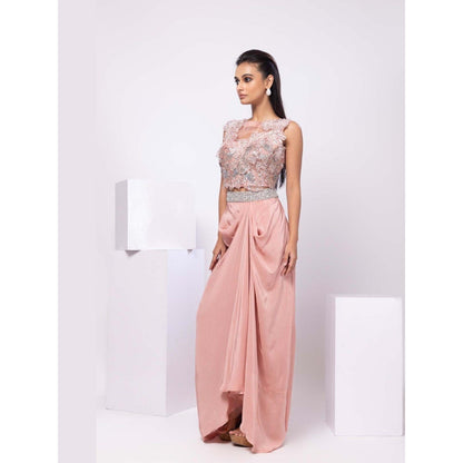 SMRITI Pink Drape Skirt with Top