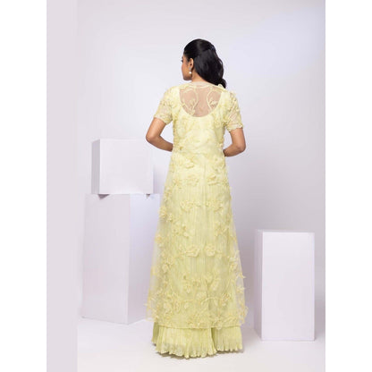 SMRITI Yellow Wildflower Jacket and Drape Skirt and Top