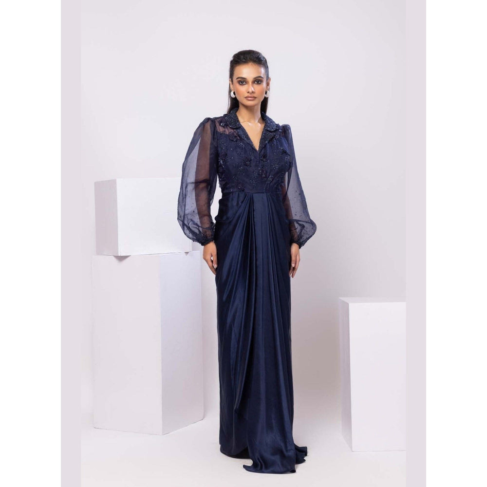 SMRITI Navy Willow Collared Dress
