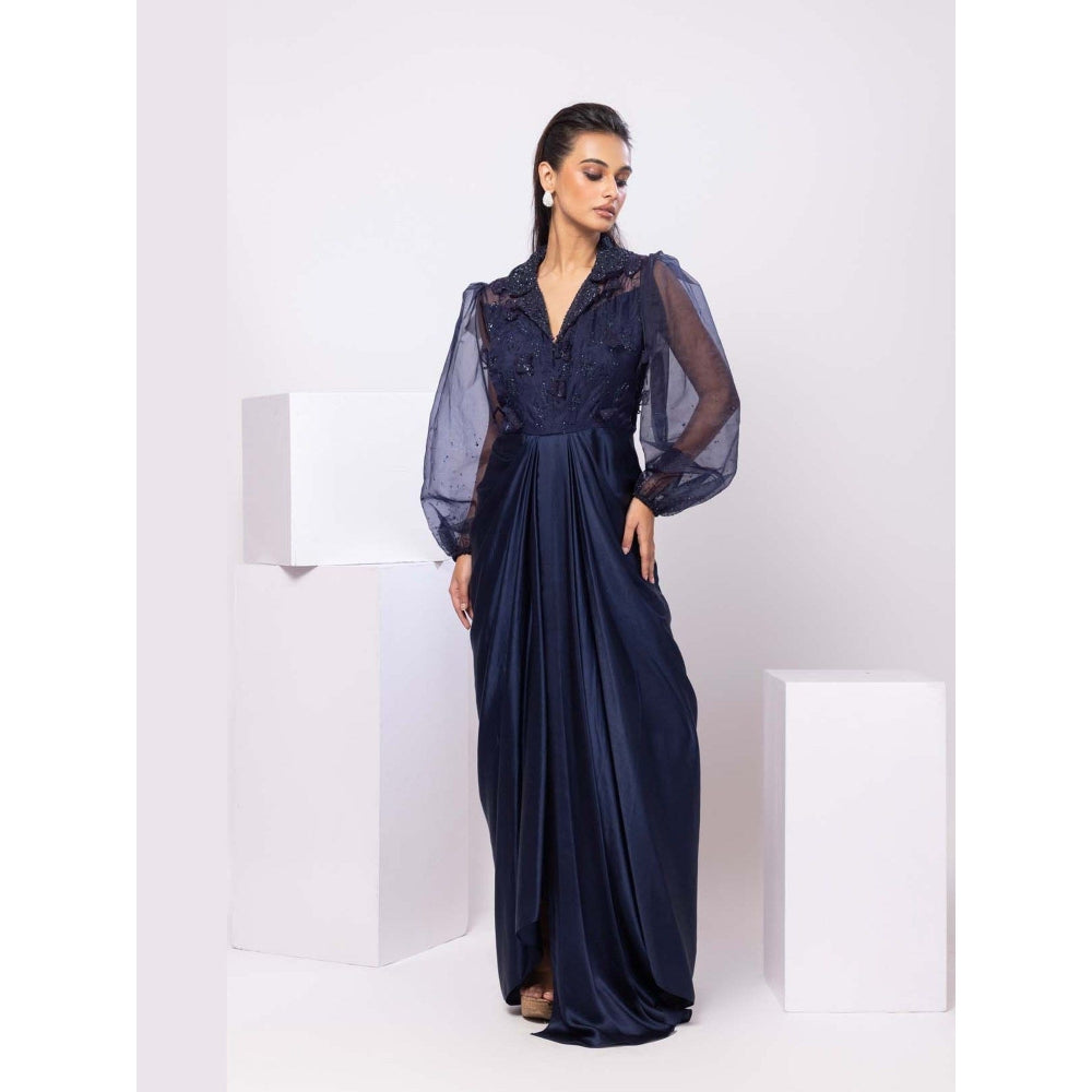 SMRITI Navy Willow Collared Dress