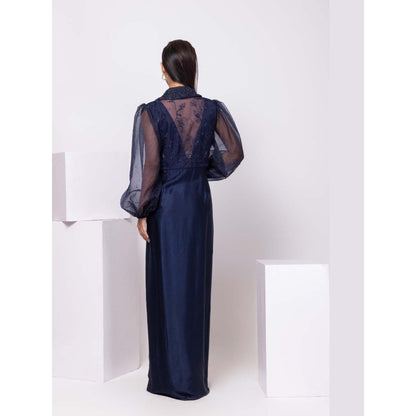 SMRITI Navy Willow Collared Dress