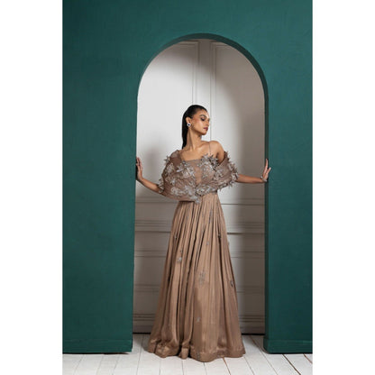 SMRITI Golden Petal Embroidered Gown