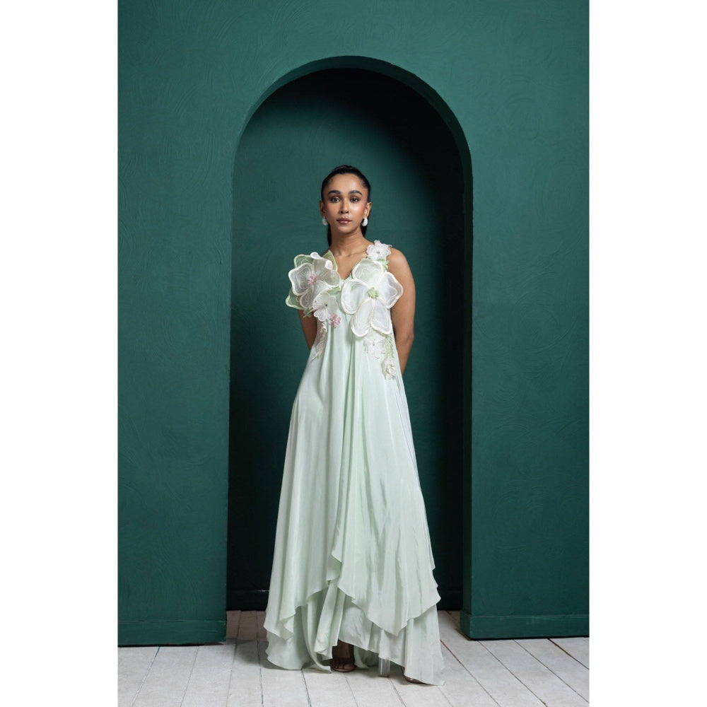 SMRITI Mint Blossom Layered Gown