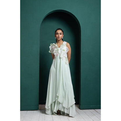 SMRITI Mint Blossom Layered Gown