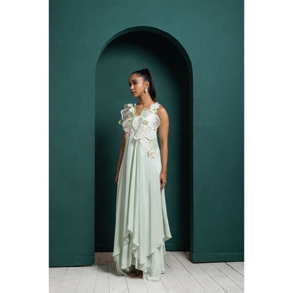 SMRITI Mint Blossom Layered Gown