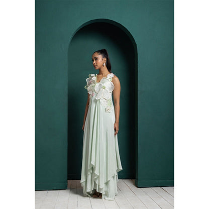 SMRITI Mint Blossom Layered Gown