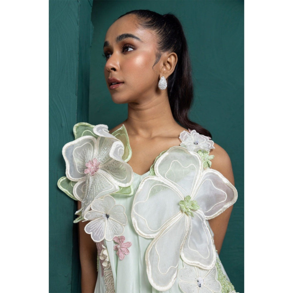 SMRITI Mint Blossom Layered Gown