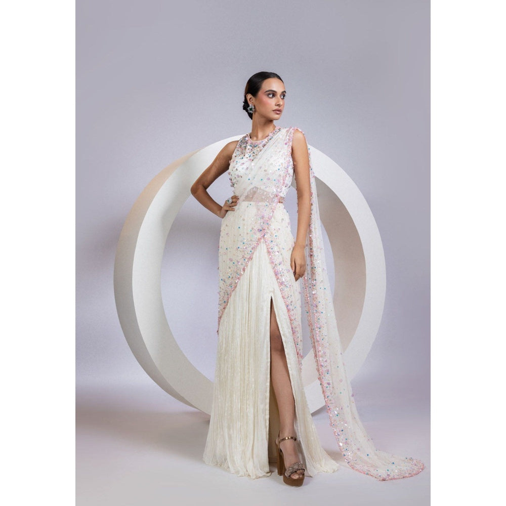 SMRITI Auragem Pre-Draped Saree with Stitched Blouse