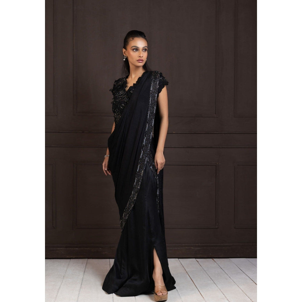 SMRITI Twilight Elegance Embellished Pre-Draped Saree with Stitched Blouse