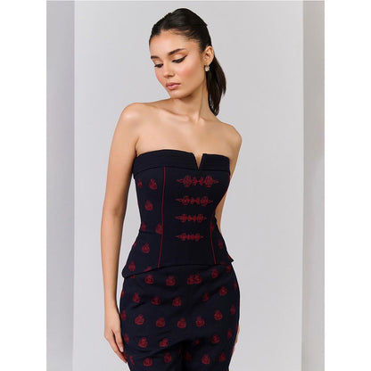 S&N by Shantnu Nikhil Celtic Knot Detailed Crop Top