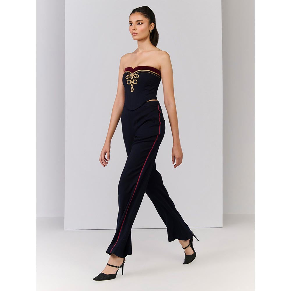 S&N by Shantnu Nikhil Navy Celtic Knot Crop Top
