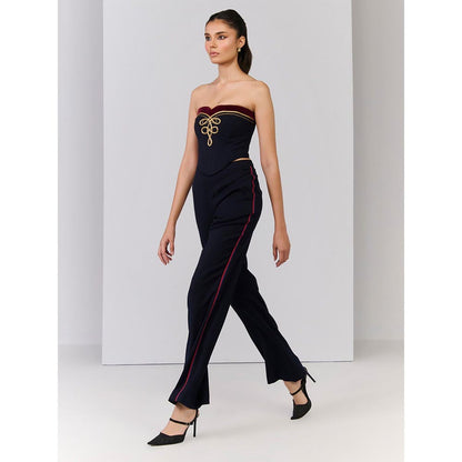 S&N by Shantnu Nikhil Navy Celtic Knot Crop Top