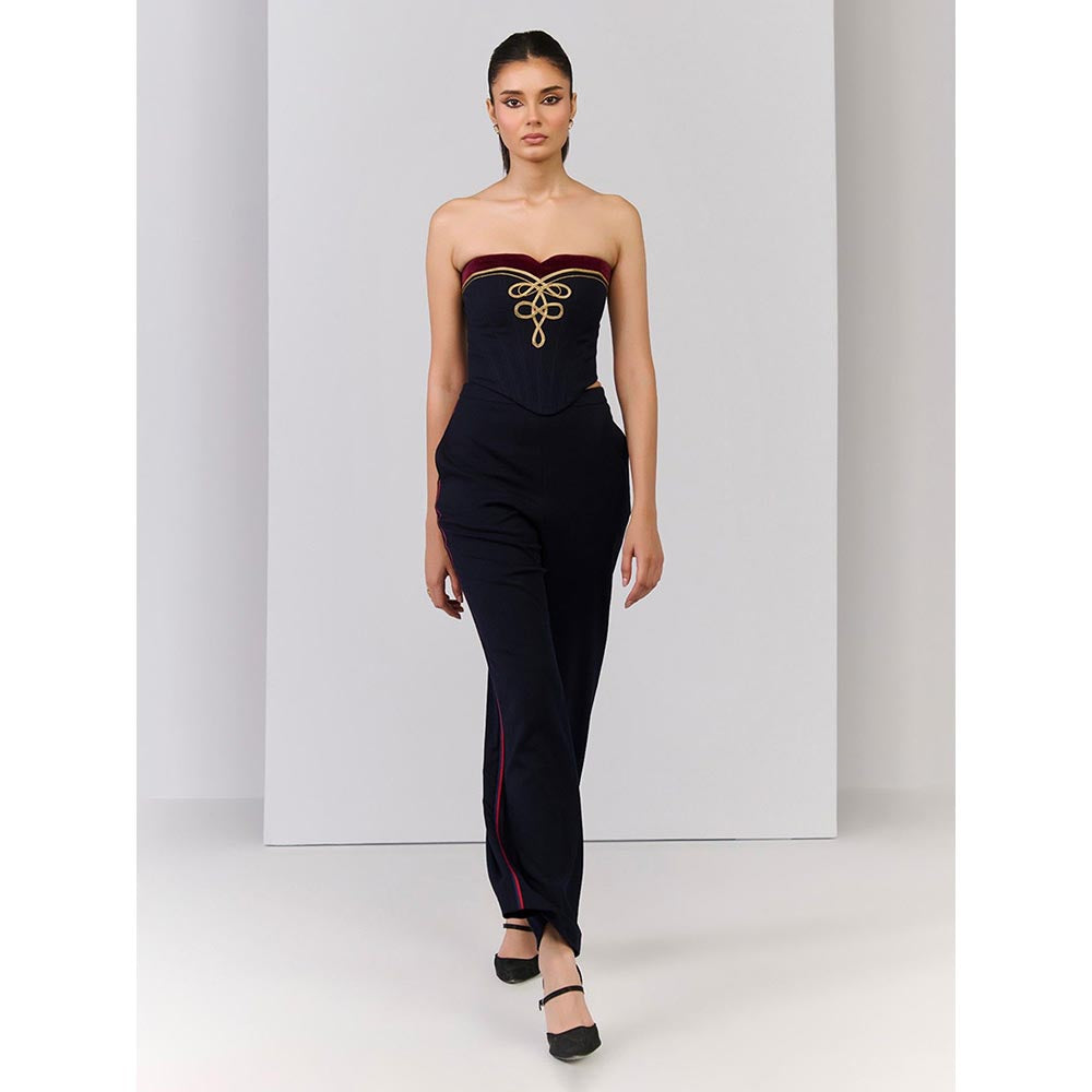 S&N by Shantnu Nikhil Navy Celtic Knot Crop Top