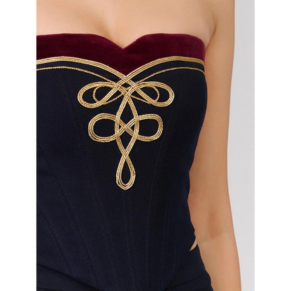 S&N by Shantnu Nikhil Navy Celtic Knot Crop Top