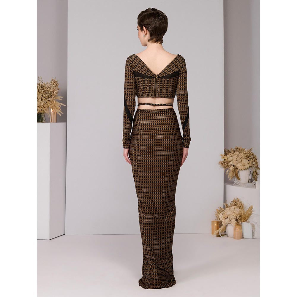 S&N by Shantnu Nikhil Printed Knot Draped Crop Top