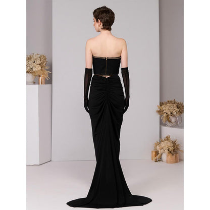 S&N by Shantnu Nikhil Gold Embossed Corset Crop Top
