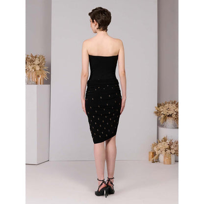 S&N by Shantnu Nikhil Black Corset Adamas Printed Dress