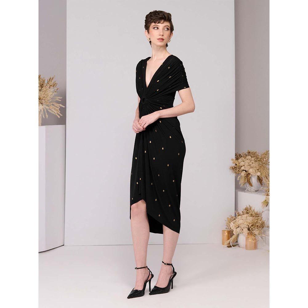 S&N by Shantnu Nikhil Black Adamas Printed Dress