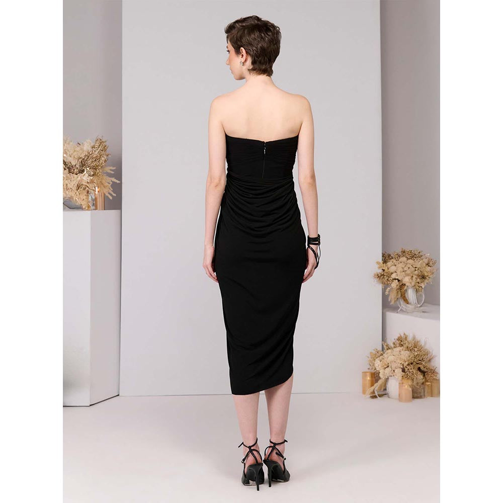 S&N by Shantnu Nikhil Black Twisted Knot Dress