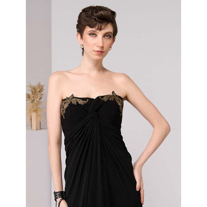 S&N by Shantnu Nikhil Black Twisted Knot Dress