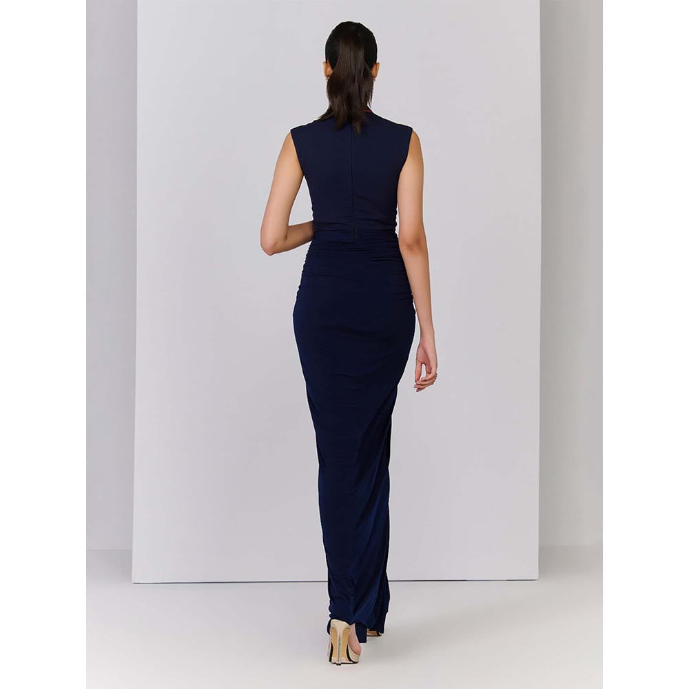 S&N by Shantnu Nikhil Navy Blue Adamas Embroidered Gown