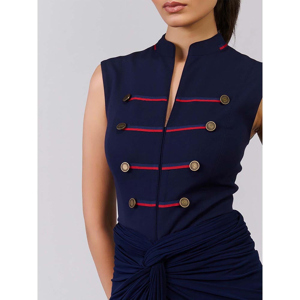 S&N by Shantnu Nikhil Navy Blue Adamas Embroidered Gown