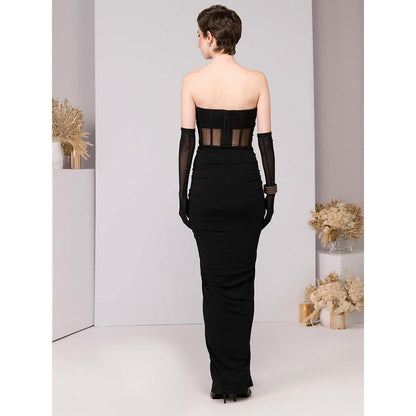 S&N by Shantnu Nikhil Black Applique Corset Gown